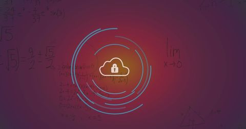 Cyber Security Icon Overlay with Math Formulas on Gradient Background - Download Free Stock Images Pikwizard.com