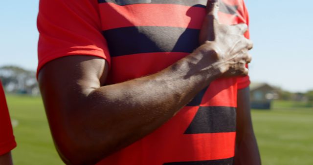 Football Player Pledging Allegiance During Game - Download Free Stock Images Pikwizard.com