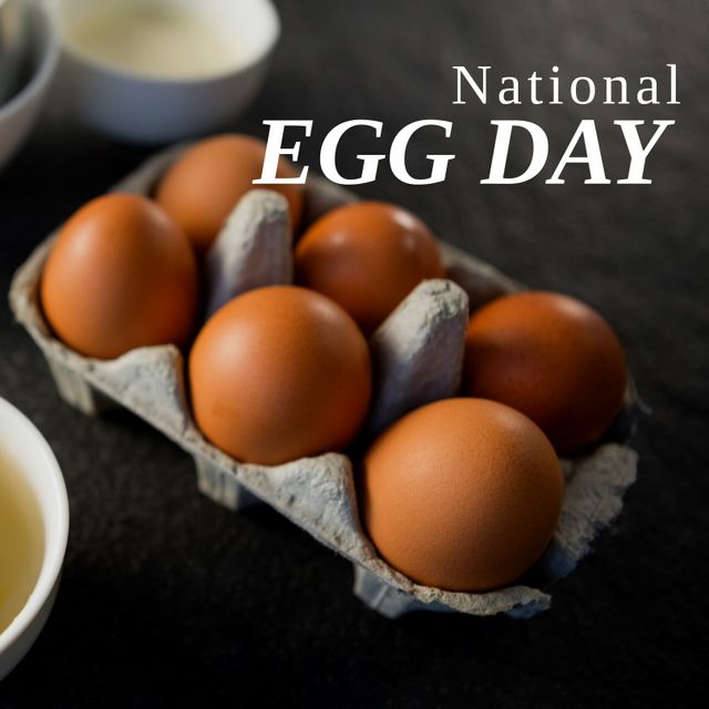 National Egg Day Celebration with Fresh Brown Eggs in Carton - Download Free Stock Templates Pikwizard.com