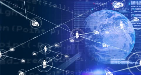 Global Digital Network and Data Processing Animation