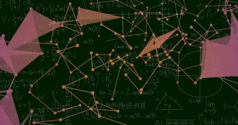 Abstract Network Graph on Math Board Background for Innovative Visualization