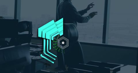 Caucasian Businessman Using VR Technology in Modern Office