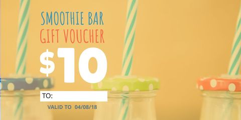 $10 smoothie bar gift voucher with colorful design - Download Free Stock Templates Pikwizard.com