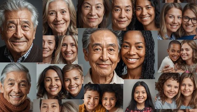 Diverse Family and Friends Captured in Harmonious Portrait Collection