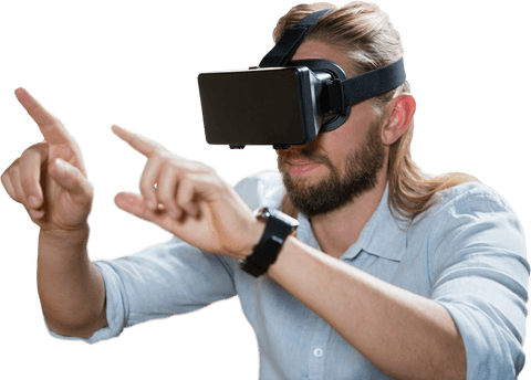 man pointing with transparent background in virtual reality glasses - Download Free Stock Videos Pikwizard.com