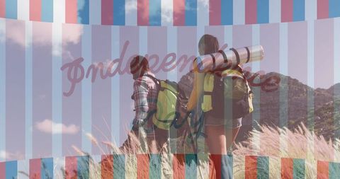 Patriotic Celebration Greeting Over Outdoors Enthusiasts