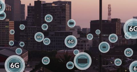Futuristic 6G Network Concept Over Cityscape - Download Free Stock Images Pikwizard.com