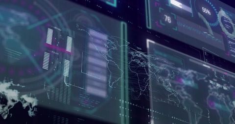 Futuristic Display with World Map and Digital Interface - Download Free Stock Images Pikwizard.com