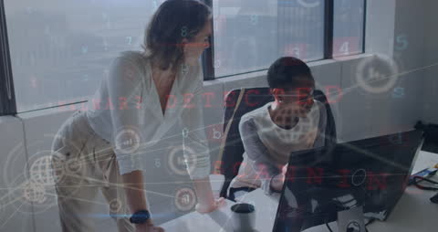 Team Collaborating on Network Data Analytics in Modern Office