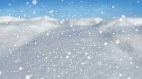 Falling Snowflakes in Winter Wonderland Landscape