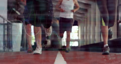 Data Processing Overlay on People Running in Gym Setting