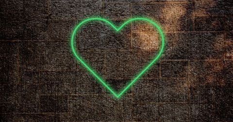 Glowing Neon Heart on Dark Brick Wall Background - Download Free Stock Images Pikwizard.com