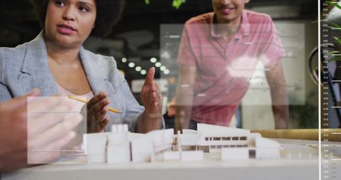 Diverse Team Analyzing Architectural Design with Data Overlay