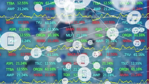 Global Business Digital Interface with Stock Market Data