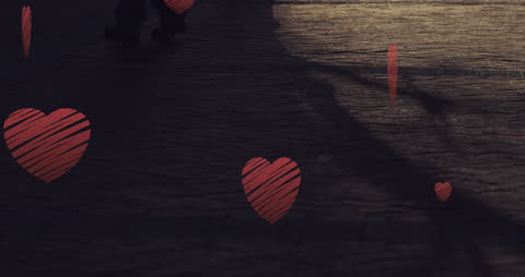 Timelapse with Sketchy Hearts Overlay Showing Urban Love