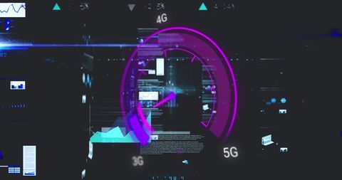 high-tech data processing interface with speedometer line imagery - Download Free Stock Images Pikwizard.com