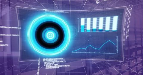 Digital Interface with Circular Scan and Data Charts - Download Free Stock Images Pikwizard.com