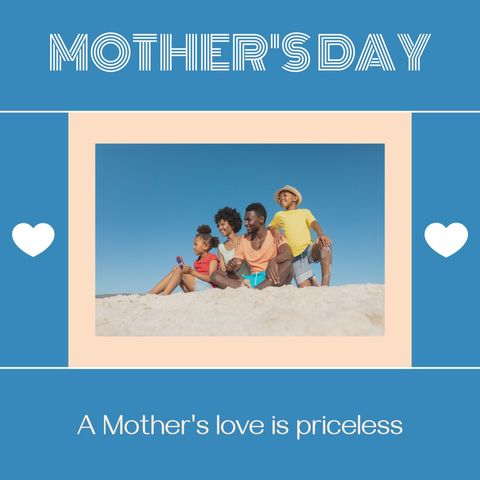 Family Enjoying Beach Day for Mother's Day Celebration - Download Free Stock Templates Pikwizard.com