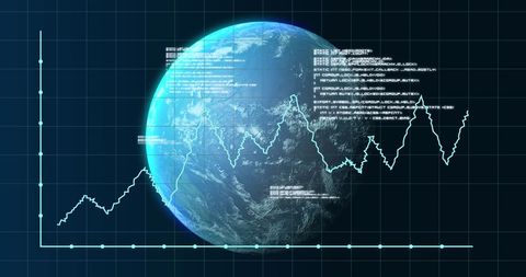 Digital Earth with Global Business Data Analysis Interface - Download Free Stock Images Pikwizard.com