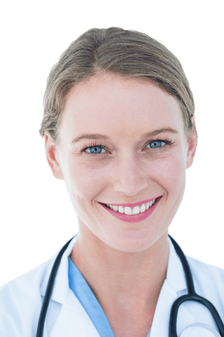 Smiling doctor on transparent background