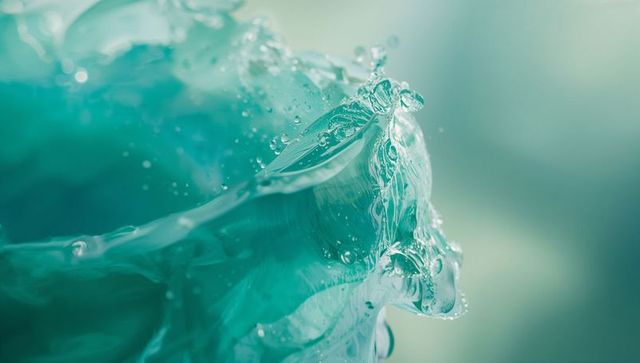 Dynamic turquoise water splash in motion