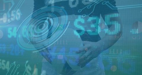 Digital finance futuristic technology overlay with connection interfaces