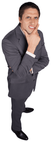 Transparent businessman contemplating in formal suit