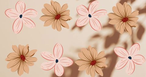 Floral Silhouettes on Beige with Playful Shadows