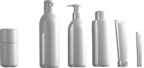 Transparent assorted cosmetic containers for packaging design