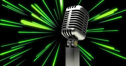 Retro Microphone with Radiating Neon Light Streaks - Download Free Stock Images Pikwizard.com