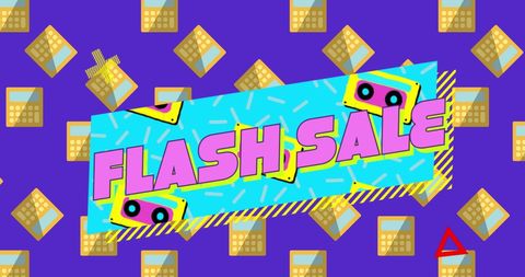 Colorful Retro Flash Sale Banner with Vibrant Design Elements