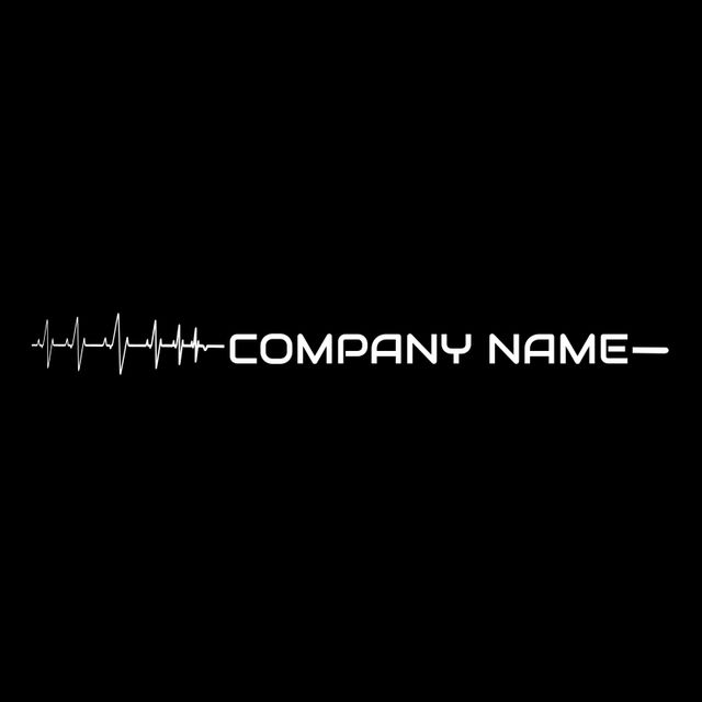 This graphic features company name text incorporated with a heartbeat line set against a black background. Ideal for creating a sleek, modern logo, especially for businesses in the healthcare or fitness industries. Also suitable for branding, corporate identity materials, presentations, and promotional content.