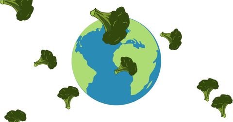 Healthy Eating Concept: Broccoli Planet Illustration