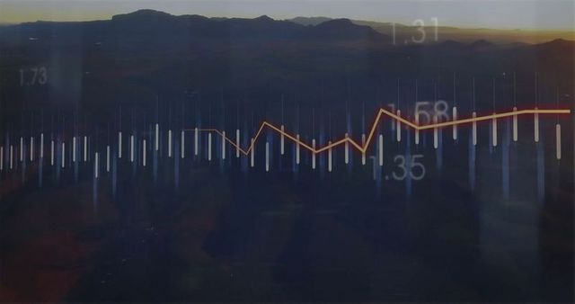 Data Visualization Over Twilight Mountains with Gradient Effect