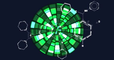 Futuristic data visualization with molecular structures