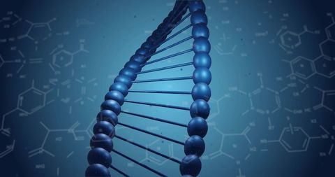 Rotating dna strand with scientific data visualization
