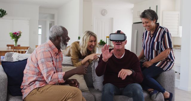 Senior Friends Enjoying Virtual Reality Experience Together - Download Free Stock Images Pikwizard.com