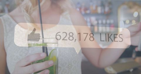 Social Media Concept with Mojito in Bar Setting