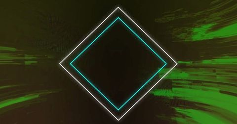 Glitched neon diamond in futuristic digital abstract