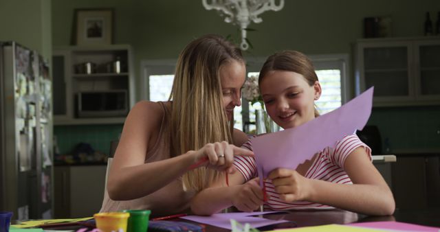 Mother and Daughter Engaged in Creative Craft Activities at Home - Download Free Stock Images Pikwizard.com