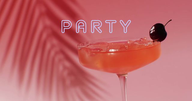 Exquisite Cocktail with Party Neon Sign on Pink Background - Download Free Stock Images Pikwizard.com