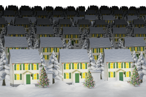 Charming rows homes snowy landscape transparent effects