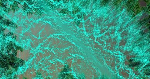 Swirling Glowing Teal Particles in Digital Space