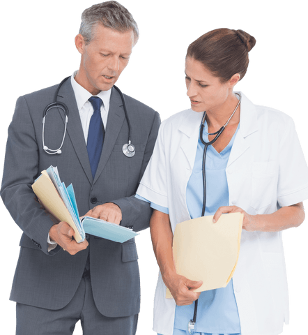 Transparent Mature Male and Female Doctors Reviewing Medical Reports - Download Free Stock Videos Pikwizard.com
