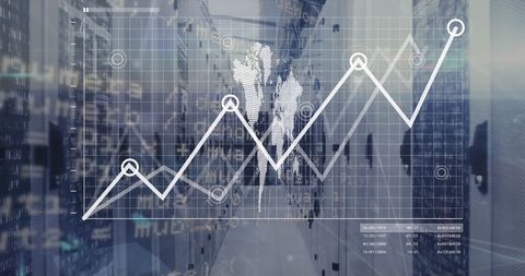Global Digital Interface with Data Charts over Servers - Download Free Stock Images Pikwizard.com