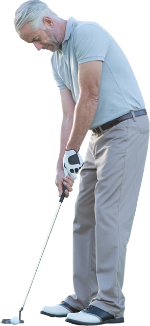 Senior Caucasian Male Golf Player Actively Putting Ball On Transparent Background - Download Free Stock Videos Pikwizard.com