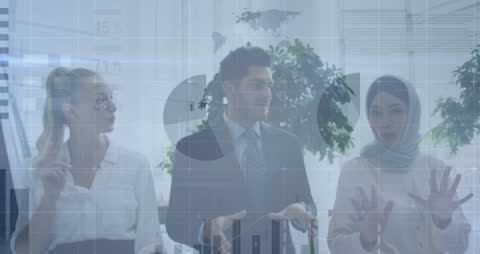 Diverse Business Team Analyzing Digital Data Projections