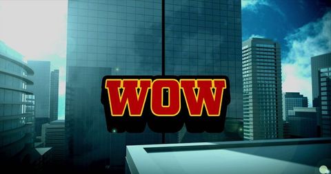 bold wow text prominently displays over a backdrop of modern city skyscrapers under a clear sky, encapsulating a cosmopolitan and dynamic vibe. suitable for digital interfaces, social media content, and urban lifestyle marketing. the image can inspire creativity in presentations or digital announcements emphasizing big or impressive ideas or statements.