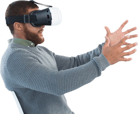 male experiencing virtual reality with headset in transparent background - Download Free Stock Videos Pikwizard.com