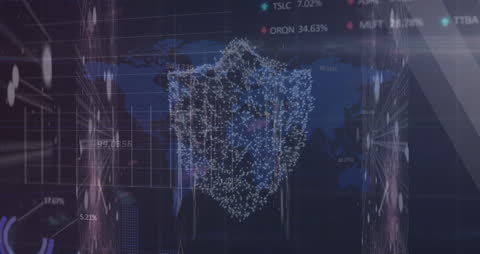Digital Shield Illustrating Global Cybersecurity with Data Networks